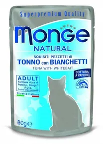 MONGE NATURAL vrecko tuniak v želé so sleďom pre mačky 80 g